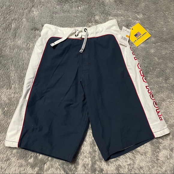 NWT USPA Boys Bathing Suit Blue/White Size Small - Picture 1 of 5
